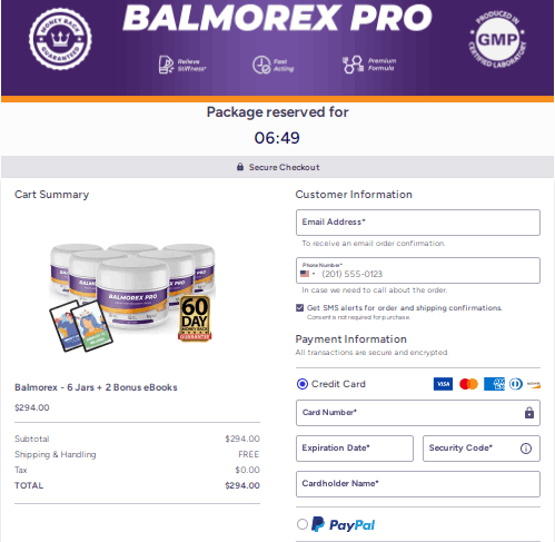 Balmorex Pro - Secure-Checkout Page